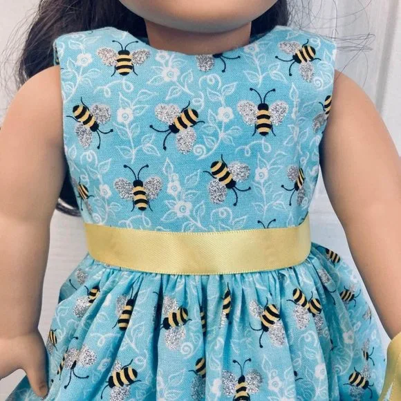 Doll Dress Set Blue Honey Bee Sparkle - Picture 2 of 5
